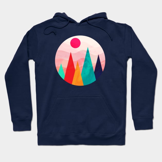 Minimalist Abstract Nature Art #4 Vibrant Mountains Hoodie by Insightly Designs